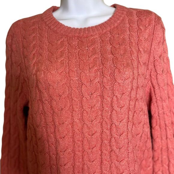 American Eagle Rose Cotton Blend Fisherman Cable Knit Sweater SZ Medium - Picture 3 of 9